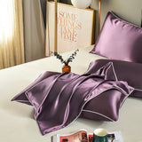 NNEDSZ Purple Luxury Double-Sided Satin Silk Pillowcase - Summer Cooling Polyester Pillow Cover Set(Without Pillow Core)