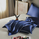 NNEDSZ Dark Blue Luxury Double-Sided Satin Silk Pillowcase - Summer Cooling Polyester Pillow Cover Set(Without Pillow Core)