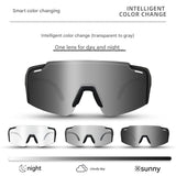 NNEDSZ Transparent Color Change Lens Lightweight UV400 Photochromic Cycling Glasses, Anti-Wind Protective Sunglasses for Outdoor Sports