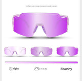 NNEDSZ Purple Gradient Lens Lightweight UV400 Photochromic Cycling Glasses, Anti-Wind Protective Sunglasses for Outdoor Sports
