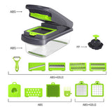 NNEDSZ Black and white 14-Piece Multifunctional Vegetable Chopper and Slicer Set - Kitchen Cutting and Grating Tool