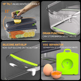 NNEDSZ Green and Grey 14-Piece Multifunctional Vegetable Chopper and Slicer Set - Kitchen Cutting and Grating Tool