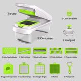 NNEDSZ Green and White 14-Piece Multifunctional Vegetable Chopper and Slicer Set - Kitchen Cutting and Grating Tool