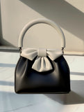 NNEDSZ Black and white Elegant Women's Two-Tone Bowknot Bucket Handbag - Stylish and Lightweight