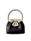 NNEDSZ Black and white Elegant Women's Two-Tone Bowknot Bucket Handbag - Stylish and Lightweight