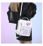 NNEDSZ White Sweet Girl Creative Crossbody Bag with Telephone Design, PU Material, Lightweight and Unique