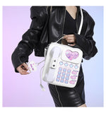 NNEDSZ White Sweet Girl Creative Crossbody Bag with Telephone Design, PU Material, Lightweight and Unique