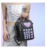 NNEDSZ Black Sweet Girl Creative Crossbody Bag with Telephone Design, PU Material, Lightweight and Unique