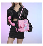 NNEDSZ Pink Sweet Girl Creative Crossbody Bag with Telephone Design, PU Material, Lightweight and Unique
