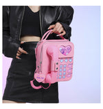 NNEDSZ Pink Sweet Girl Creative Crossbody Bag with Telephone Design, PU Material, Lightweight and Unique