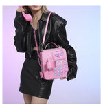 NNEDSZ Pink Sweet Girl Creative Crossbody Bag with Telephone Design, PU Material, Lightweight and Unique