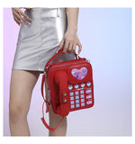 NNEDSZ Red Sweet Girl Creative Crossbody Bag with Telephone Design, PU Material, Lightweight and Unique
