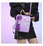 NNEDSZ Purple Sweet Girl Creative Crossbody Bag with Telephone Design, PU Material, Lightweight and Unique