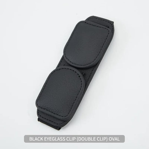 NNEDSZ 2 Pcs Black Magnetic Leather Car Sunglasses Clip – Dual-Use Multifunctional Card Holder, Premium Cowhide