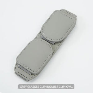 NNEDSZ 2 Pcs Grey Magnetic Leather Car Sunglasses Clip - Dual-Use Multifunctional Card Holder, Premium Cowhide