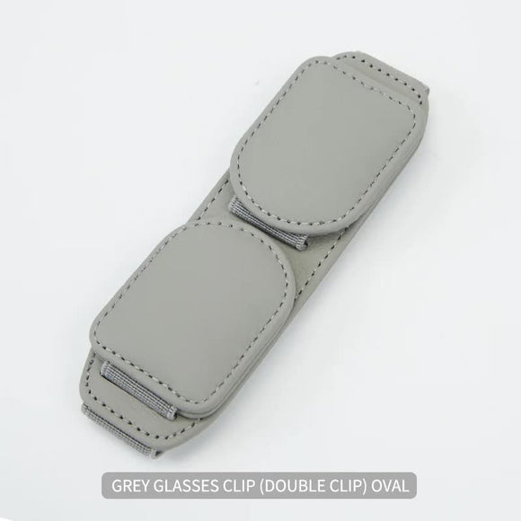 NNEDSZ 2 Pcs Grey Magnetic Leather Car Sunglasses Clip - Dual-Use Multifunctional Card Holder, Premium Cowhide