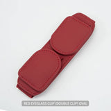 NNEDSZ 2 Pcs Red Magnetic Leather Car Sunglasses Clip - Dual-Use Multifunctional Card Holder, Premium Cowhide