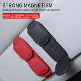 NNEDSZ 2 Pcs Red Magnetic Leather Car Sunglasses Clip - Dual-Use Multifunctional Card Holder, Premium Cowhide