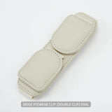 NNEDSZ 2 Pcs Off White Magnetic Leather Car Sunglasses Clip - Dual-Use Multifunctional Card Holder, Premium Cowhide