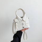 NNEDSZ White Trendy Shirt-Inspired PU Shoulder Bag | Stylish Handbag with Unique Design