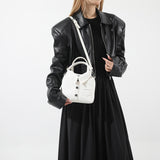 NNEDSZ White Trendy Shirt-Inspired PU Shoulder Bag | Stylish Handbag with Unique Design