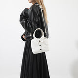 NNEDSZ White Trendy Shirt-Inspired PU Shoulder Bag | Stylish Handbag with Unique Design