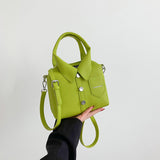 NNEDSZ Green Trendy Shirt-Inspired PU Shoulder Bag | Stylish Handbag with Unique Design