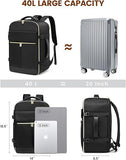 NNEDSZ Off White 40L Large Capacity Travel Business Backpack with Expandable Compartments, Including 2 Toiletry Bags and Shoe Bag - Durable Oxford Fabric