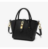 NNEDSZ Black Genuine Leather Women's Handbag - Stylish Bucket Bag with Top Handle and Crossbody Strap