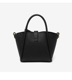 NNEDSZ Black Genuine Leather Women's Handbag - Stylish Bucket Bag with Top Handle and Crossbody Strap