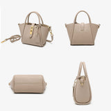 NNEDSZ Beige Genuine Leather Women's Handbag - Stylish Bucket Bag with Top Handle and Crossbody Strap