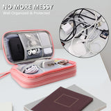 NNEDSZ Pink Portable Digital Organizer Bag - Multifunctional Storage for Power Banks, Cables, and Accessories(Photography Props Not Included)