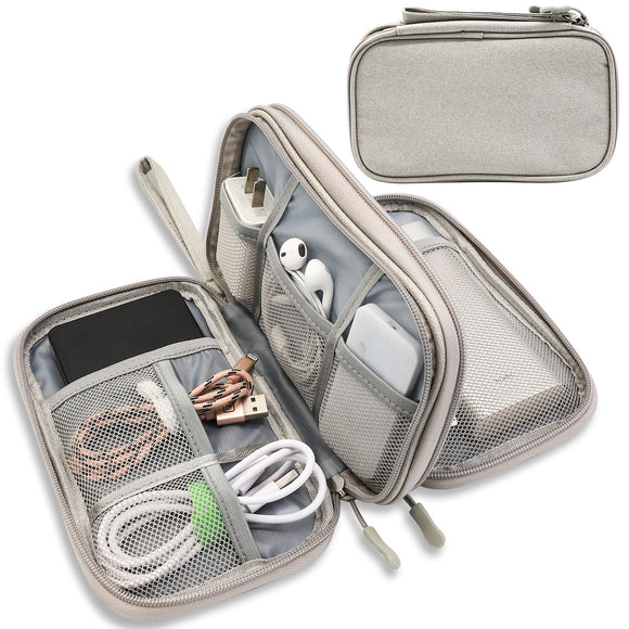 NNEDSZ Grey Portable Digital Organizer Bag - Multifunctional Storage for Power Banks, Cables, and Accessories(Photography Props Not Included)
