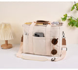 NNEDSZ White Large Capacity Multi-Compartment Tote Bag - Stylish and Versatile for Women, Ideal for Organizing Essentials or as a Mommy Bag(Photography props not included)
