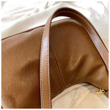 NNEDSZ Black Vintage PU Leather Shoulder Bag - Women's Simple and Stylish Tote Bag for Commuting and Casual Use