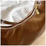 NNEDSZ Brown Vintage PU Leather Shoulder Bag - Women's Simple and Stylish Tote Bag for Commuting and Casual Use