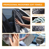 NNEDSZ Type A 9-Piece Car Wash Tool Kit - Tire & Wheel Brushes, Wash Mitt, Microfiber Towels, and Wax Sponge Set