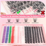NNEDSZ 600 Eyelashes Set DIY Lash Clusters Kit - High-Capacity 4 Styles with Black and Colorful Lashes