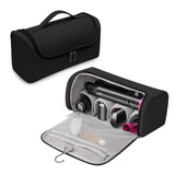NNEDSZ Black Portable PU Storage Bag for Hair Curlers, Hair Dryers, and Styling Tools(Hair dryers, etc. are shooting props and are not included in the product)