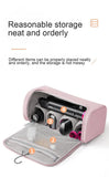 NNEDSZ Pink Portable PU Storage Bag for Hair Curlers, Hair Dryers, and Styling Tools(Hair dryers, etc. are shooting props and are not included in the product)