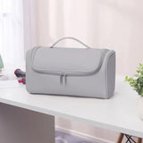NNEDSZ Grey Portable PU Storage Bag for Hair Curlers, Hair Dryers, and Styling Tools(Hair dryers, etc. are shooting props and are not included in the product)
