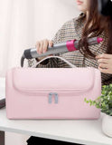 NNEDSZ Grey Portable PU Storage Bag for Hair Curlers, Hair Dryers, and Styling Tools(Hair dryers, etc. are shooting props and are not included in the product)