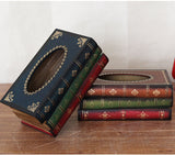 NNEDSZ 1 piece Dark Red Vintage Wooden Tissue Box - Creative Book-Shaped Tissue Holder for Home and Restaurant