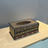 NNEDSZ 1 Piece Dark Yellow Vintage Wooden Tissue Box - Creative Book-Shaped Tissue Holder for Home and Restaurant