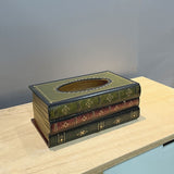 NNEDSZ 1 Piece Dark Green Vintage Wooden Tissue Box - Creative Book-Shaped Tissue Holder for Home and Restaurant