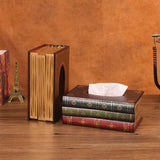 NNEDSZ 1 Piece Dark Green Vintage Wooden Tissue Box - Creative Book-Shaped Tissue Holder for Home and Restaurant