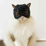 NNEDSZ Size S Black DIY 3D Printed Spider-Man Cat Mask - Mini Decorative Half-Face Mask for Pets