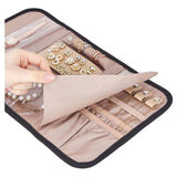 NNEDSZ Black Portable Travel Jewelry Organizer Roll - Foldable Jewelry Storage Pouch for Earrings, Rings, and Necklaces(Jewellery is a shooting prop and is not included)