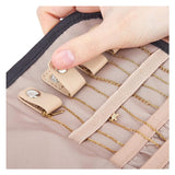 NNEDSZ Pink Portable Travel Jewelry Organizer Roll - Foldable Jewelry Storage Pouch for Earrings, Rings, and Necklaces(Jewellery is a shooting prop and is not included)