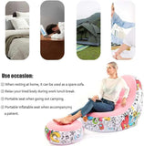 NNEDSZ Blue Graffiti Portable Inflatable Sofa Chair with Ottoman - Waterproof Flocked Lazy Sofa for Camping and Home Use
